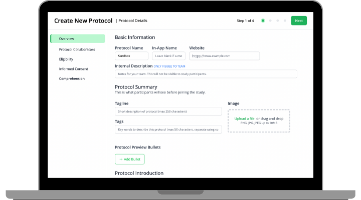 Create research protocols